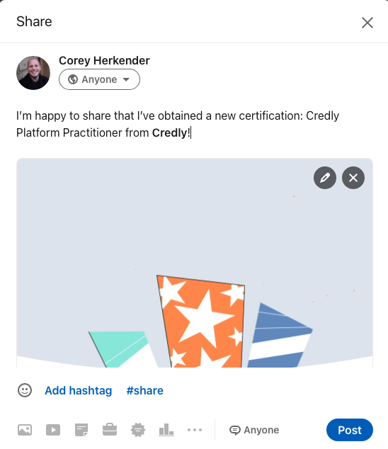 How can I add my badge to my LinkedIn profile and share to my feed? –  Credly, Inc.